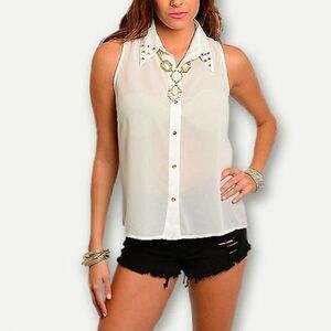 *Clearance* Ark & Co White Studded Blouse